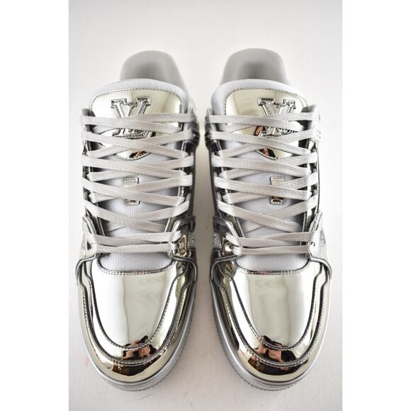 Louis Vuitton Chrome Metallic Mirror Silver Low Top Trainer Sneaker UK 9 US10 11 - Picture 9 of 16